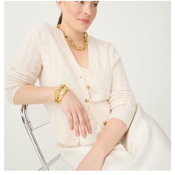 J. Crew Sweaters - J. Crew Cashmere Shrunken Cable Knit V-neck Cardigan S